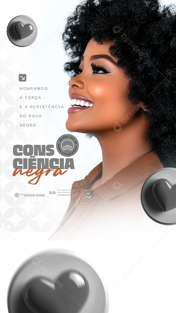 Story Dia da Consciência Negra 20 de Novembro Força Social Media PSD Editável