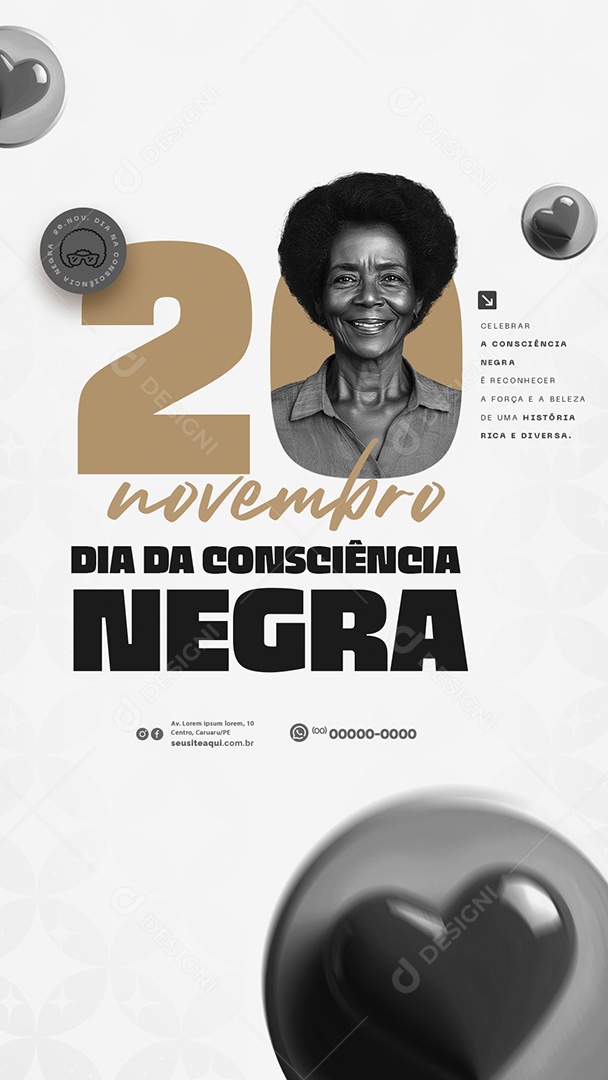 Story Dia da Consciência Negra 20 de Novembro Força Social Media PSD Editável