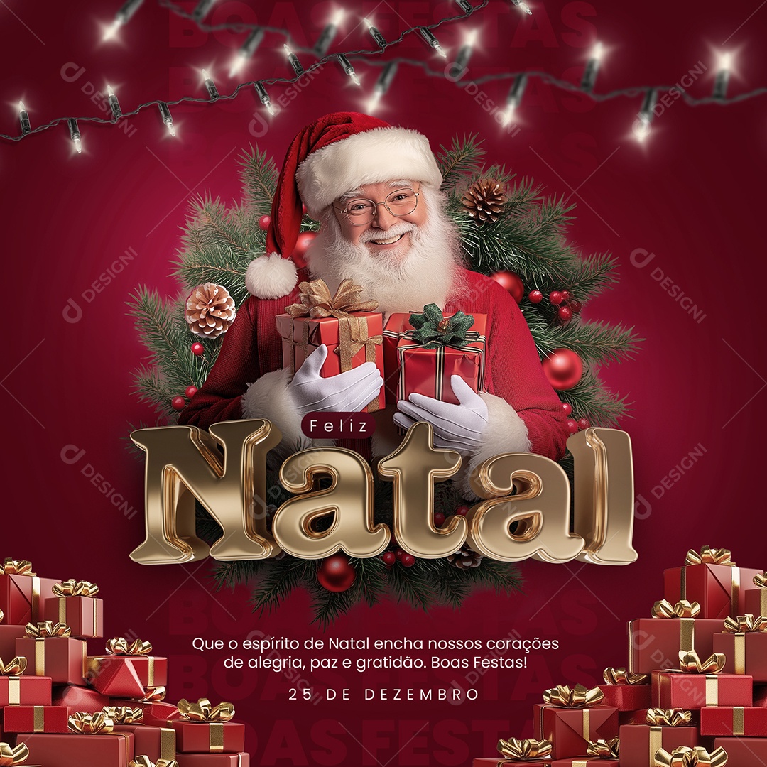 Feliz Natal 25 de Dezembro Social Media PSD Editável