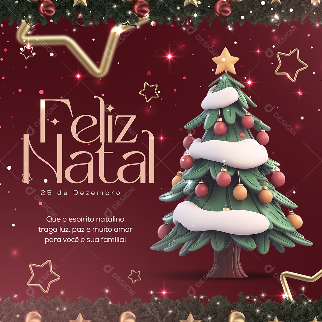 Feliz Natal 25 de Dezembro Social Media PSD Editável