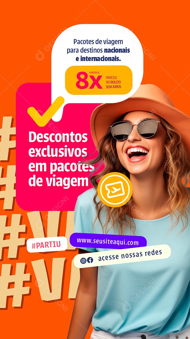 Story Turismo Descontos Exclusivos em Pacotes de Viagem Social Media PSD Editável