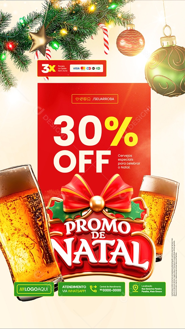 Story Cervejaria Promo De Natal Cervejas Especiais 30% Off Social Media PSD Editável