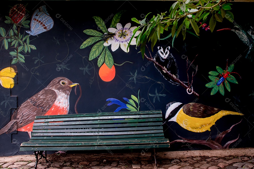 Arte da natureza na parede do Ecopark em Buenos Aires Argentina