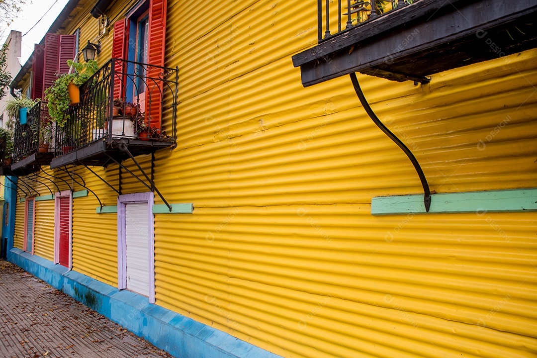 Caminho com casas coloridas de Caminito em Buenos Aires Argentina