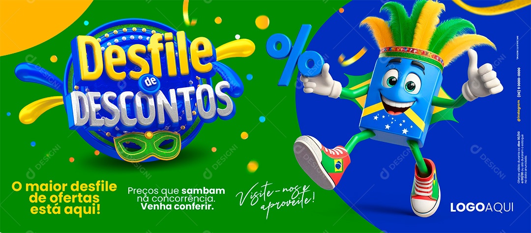 Banner Desfile de Descontos Supermercado Social Media PSD Editável