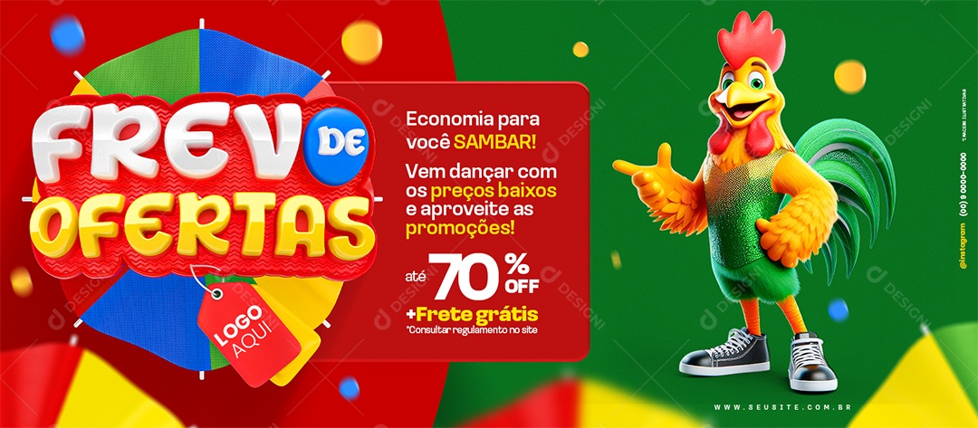 Banner Frevo de Ofertas Supermercado Economia Social Media PSD Editável