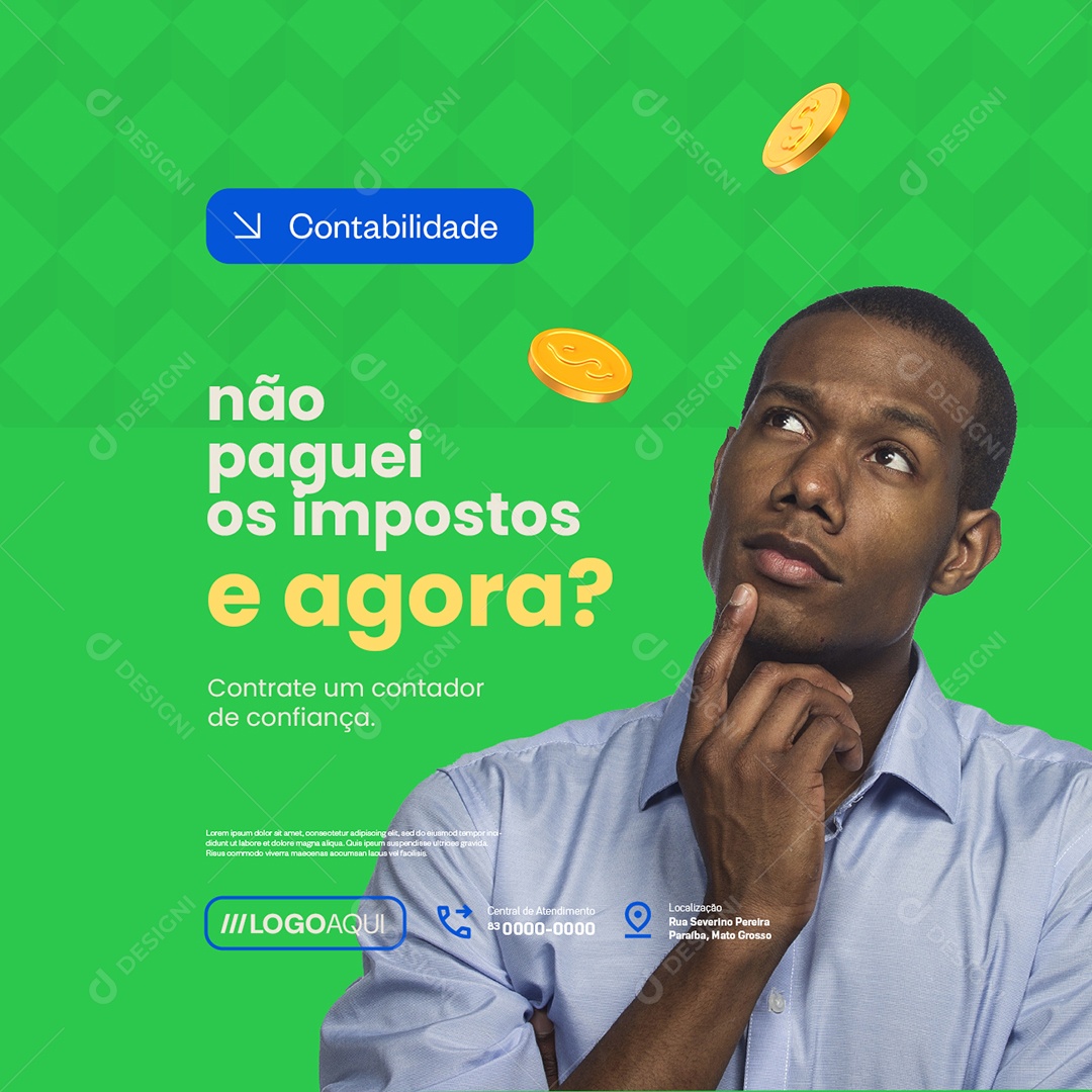 Contabilidade Não Paguei os Impostos e Agora Social Media PSD Editável