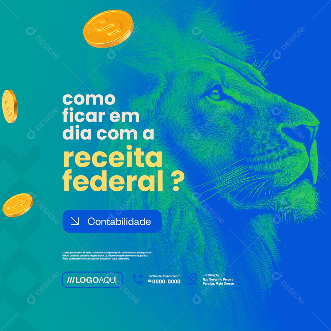 Contabilidade Como Ficar em Dia com a Receita Federal Social Media PSD Editável