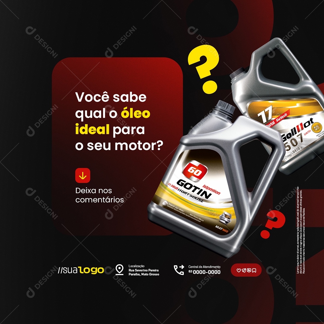 Oficina Mecânica Você Sabe Qual o Óleo Ideal para o Seu Motor Social Media PSD Editável