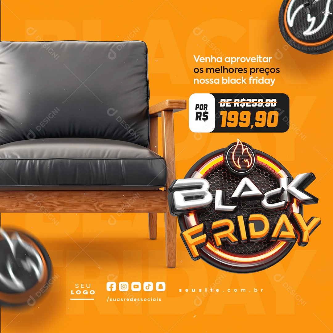 Loja de Móveis Black Friday Melhores Preços Social Media PSD Editável