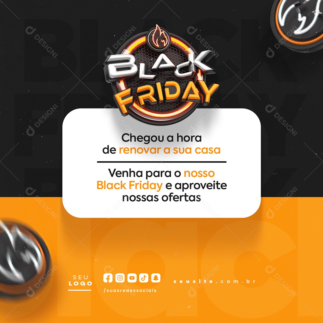 Loja de Móveis Black Friday Aproveite Nossas Ofertas Social Media PSD Editável