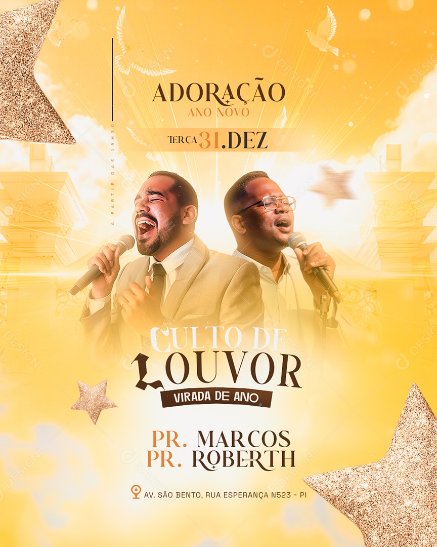 Gospel Culto De Louvor Virada de Ano Social Media PSD Editável