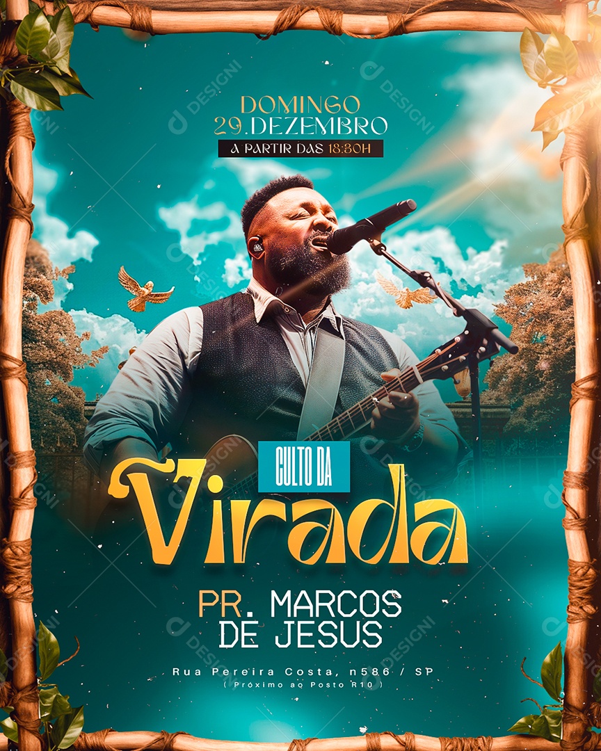 Gospel Culto da Virada Social Media PSD Editável