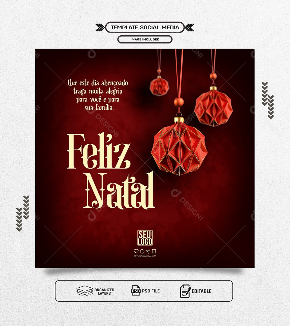 Feliz Natal 25 de Dezembro Social Media PSD Editável