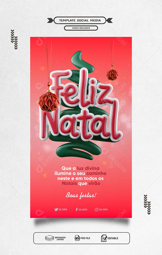 Story Feliz Natal 25 de Dezembro Boas Festas Social Media PSD Editável