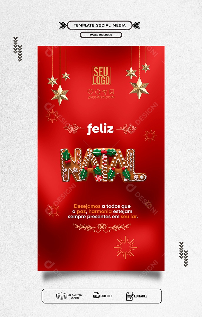 Story Feliz Natal 25 de Dezembro Social Media PSD Editável