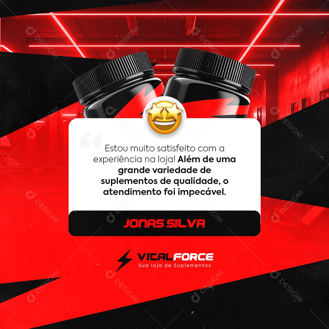 Loja de Suplementos Feedback Social Media PSD Editável