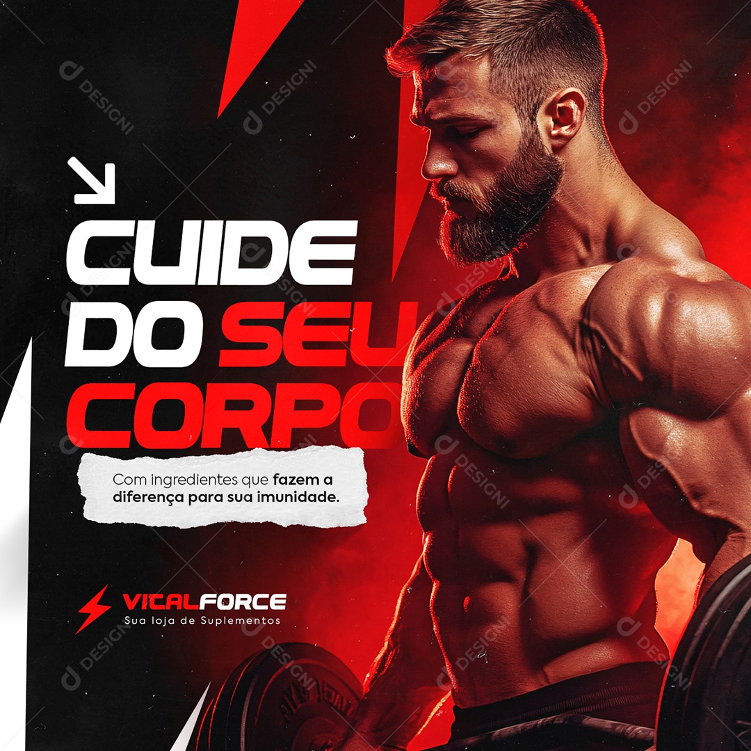 Loja de Suplementos Cuide do Seu Corpo Social Media PSD Editável