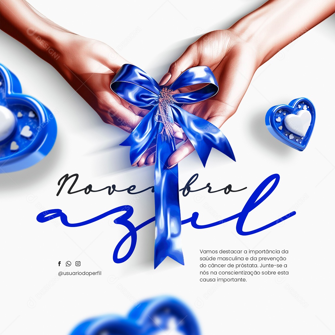 Novembro Azul Mês de Combate ao Câncer de Próstata Social Media PSD Editável