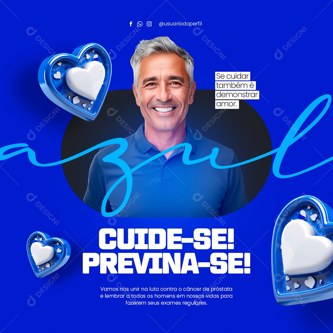 Novembro Azul Cuide-Se Previna-Se Social Media PSD Editável