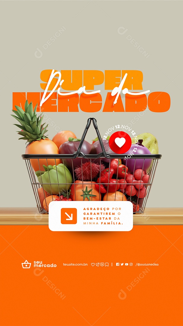 Story Dia do Supermercado 12 de Novembro Social Media PSD Editável
