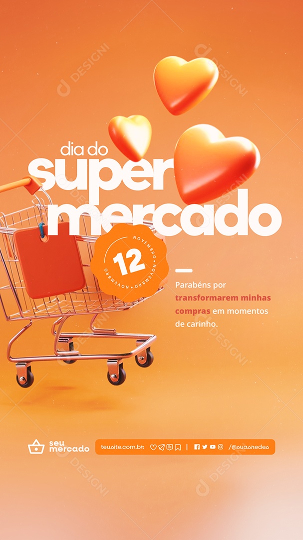 Story Dia do Supermercado 12 de Novembro Parabéns Social Media PSD Editável