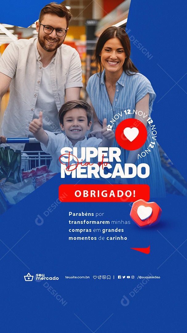 Story Dia do Supermercado 12 de Novembro Obrigado Social Media PSD Editável