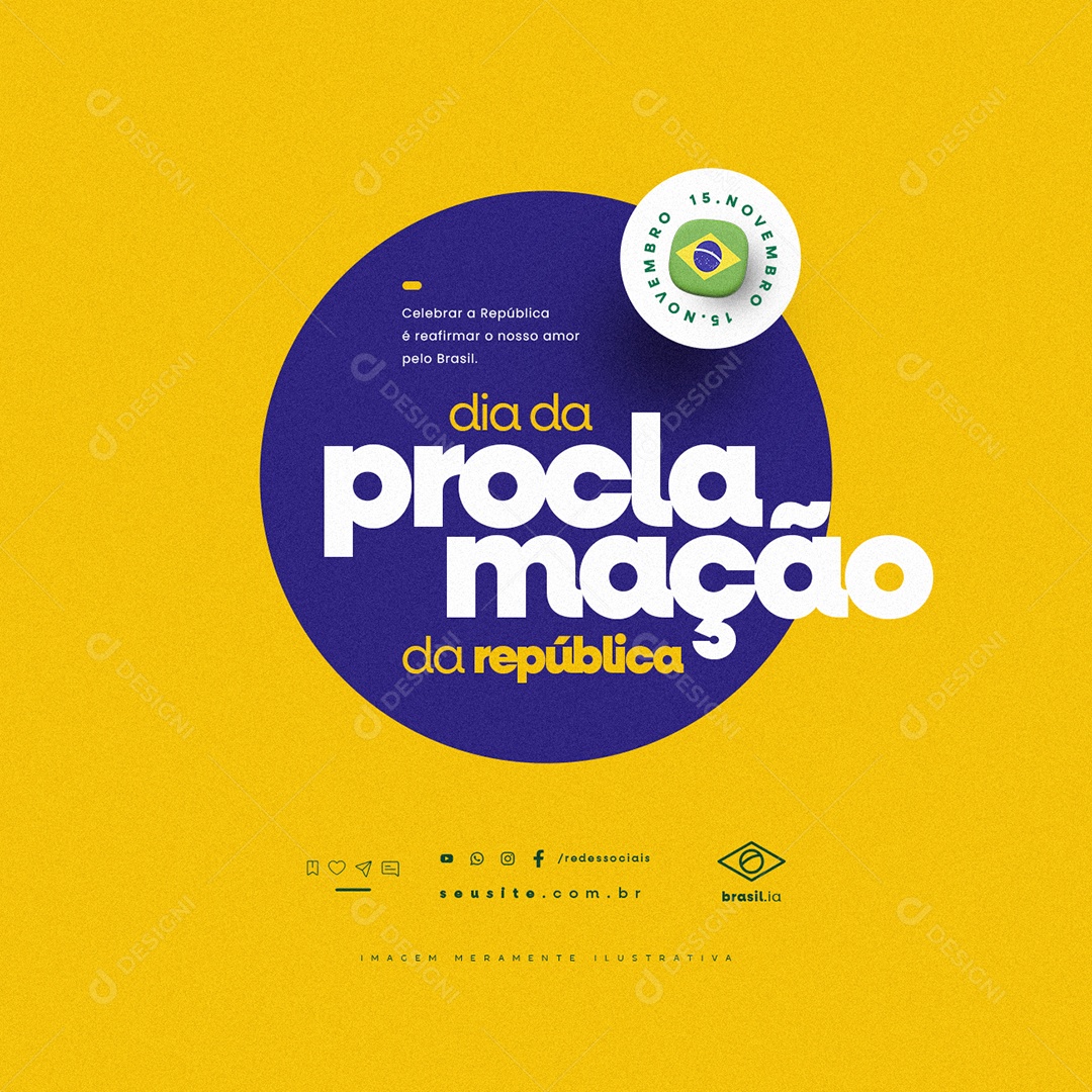 Social Media Dia da Proclamação da República 15 De Novembro PSD Editável