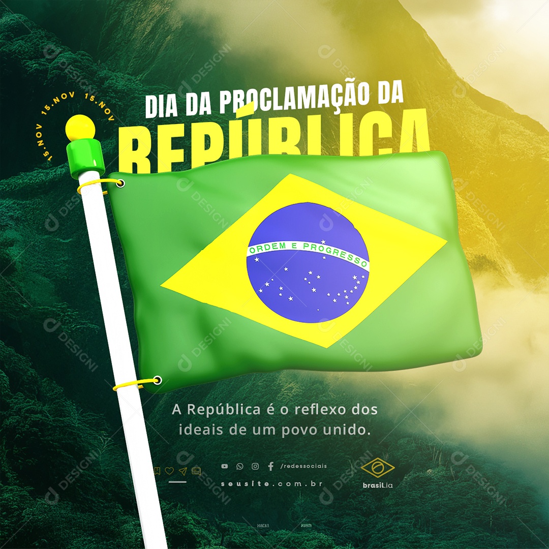 Social Media Dia da Proclamação da República 15 De Novembro PSD Editável