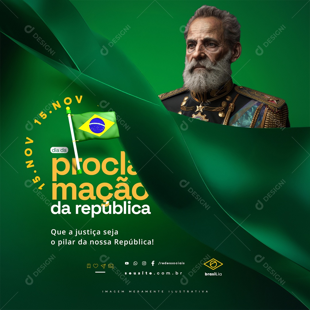 Dia da Proclamação Da República 15 De Novembro Social Media PSD Editável