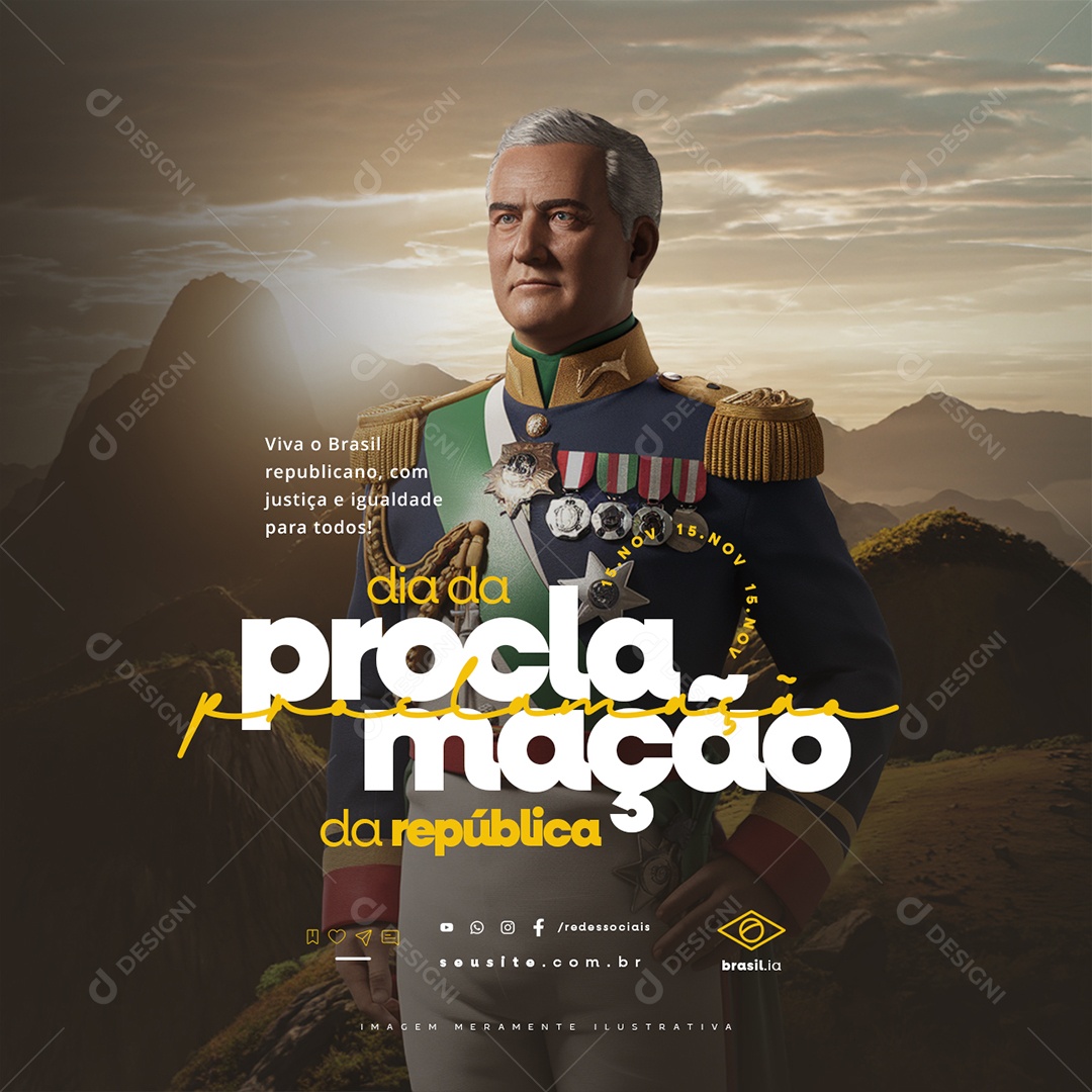 Dia da Proclamação Da República 15 De Novembro Social Media PSD Editável