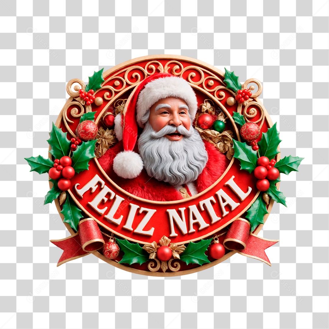 Selo 3D Feliz Natal PNG Transparente