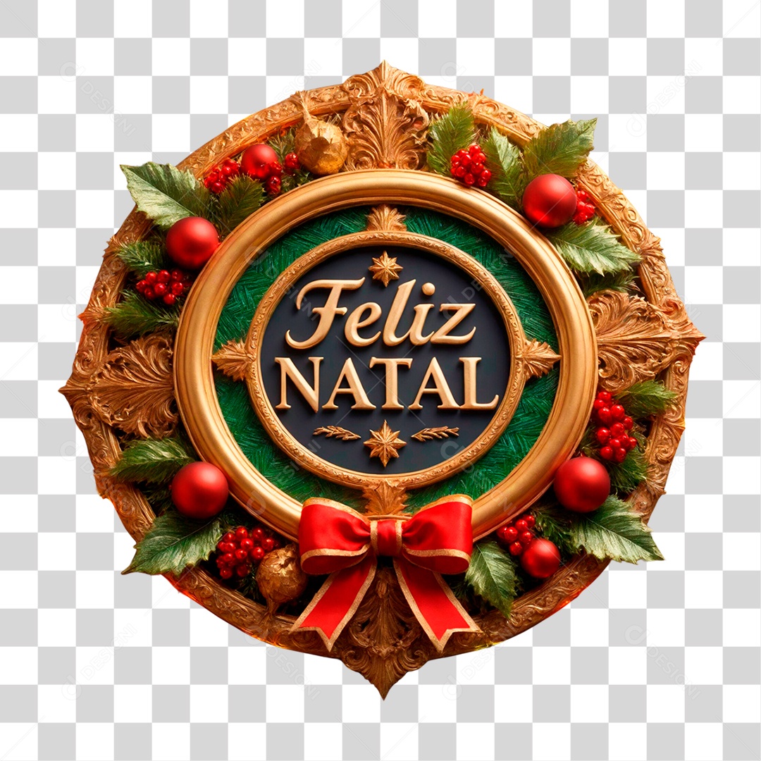 Selo 3D Feliz Natal PNG Transparente