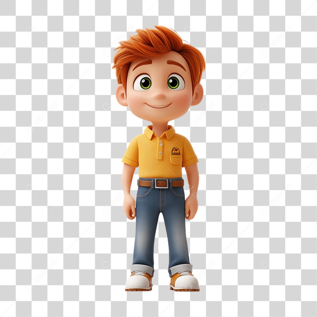 Personagem Garoto com Camisa Amarela PNG Transparente