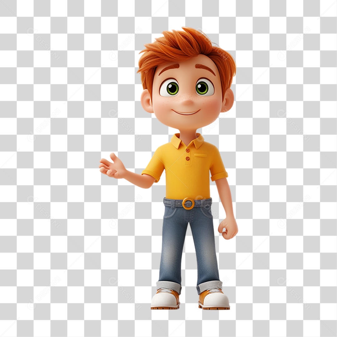 Personagem Garoto com Camisa Amarela PNG Transparente