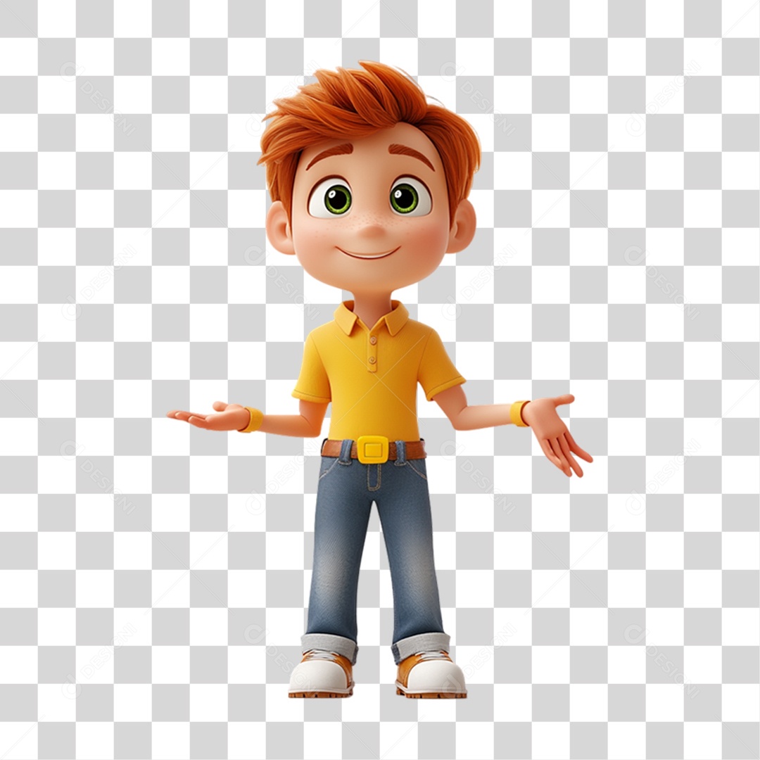 Personagem Garoto com Camisa Amarela PNG Transparente