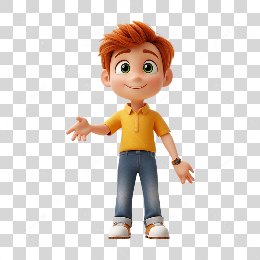Personagem Garoto com Camisa Amarela PNG Transparente