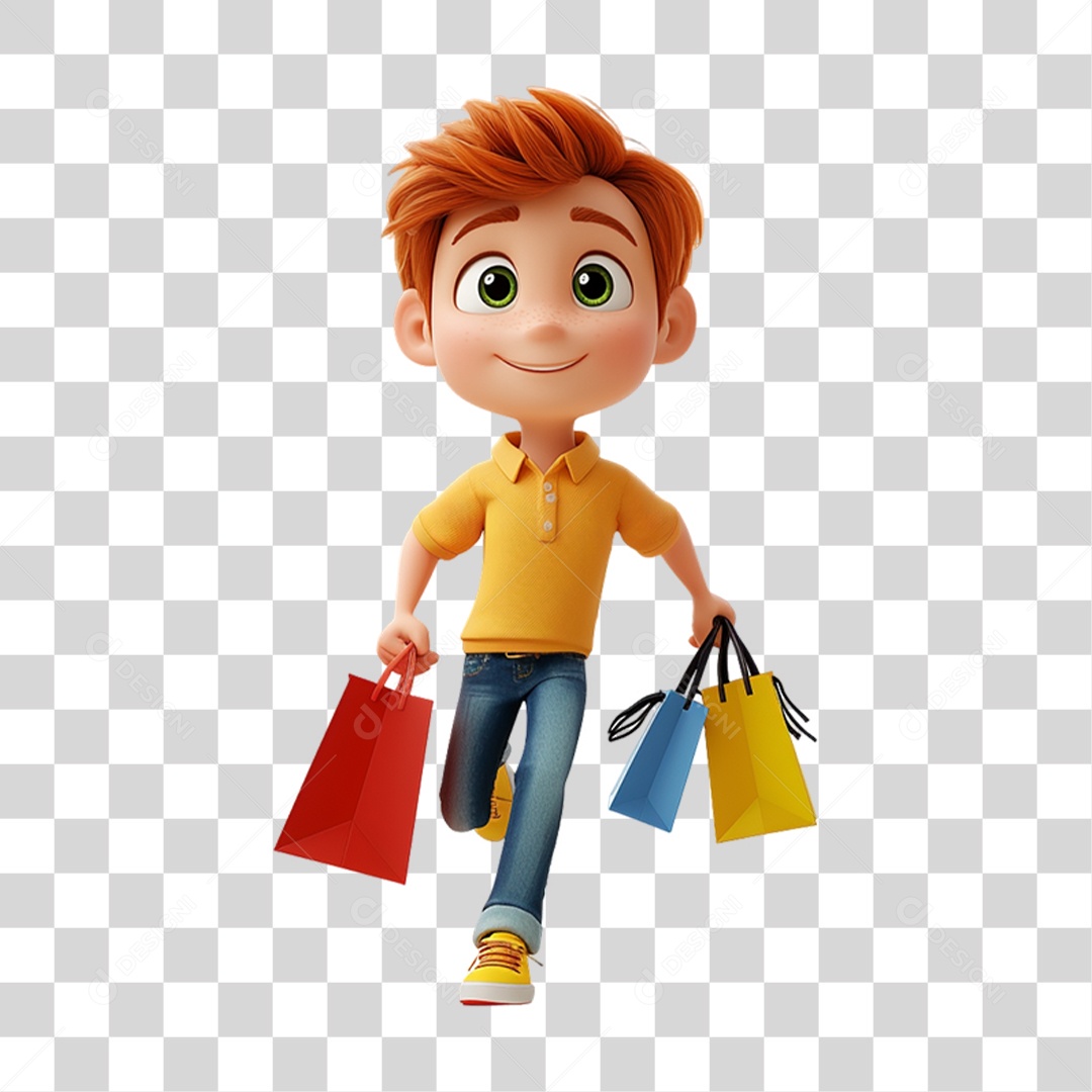 Personagem Garoto com Camisa Amarela PNG Transparente