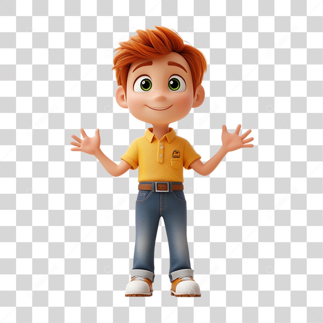 Personagem Garoto com Camisa Amarela PNG Transparente