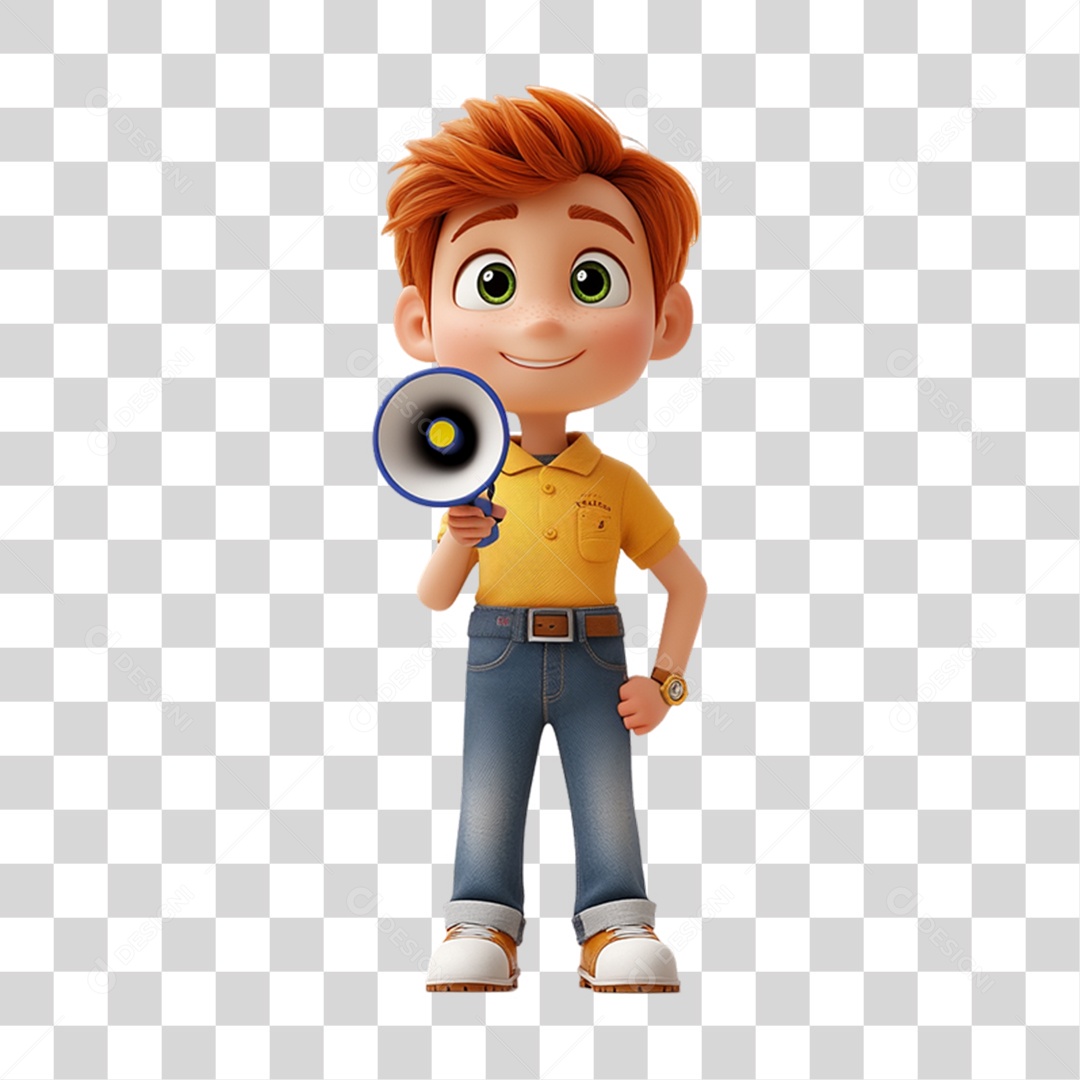 Personagem Garoto com Camisa Amarela PNG Transparente