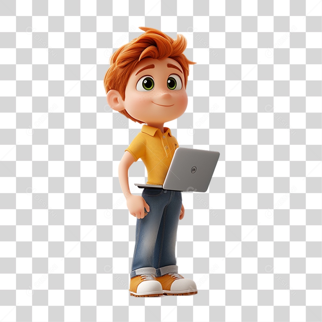 Personagem Garoto com Camisa Amarela PNG Transparente