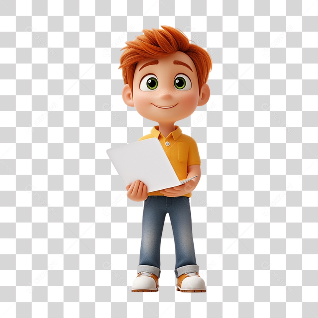 Personagem Garoto com Camisa Amarela PNG Transparente