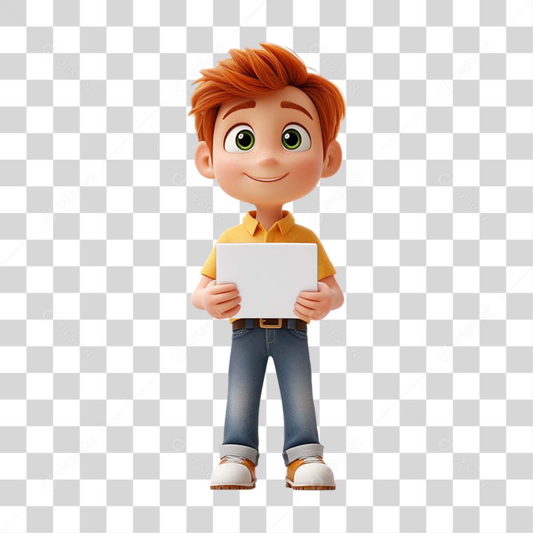 Personagem Garoto com Camisa Amarela PNG Transparente