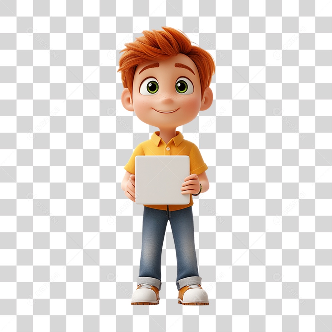 Personagem Garoto com Camisa Amarela PNG Transparente