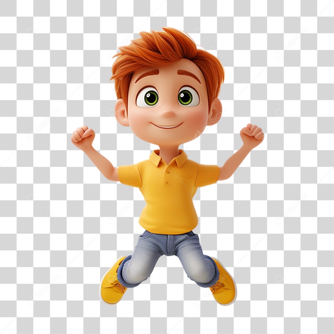 Personagem Garoto com Camisa Amarela PNG Transparente