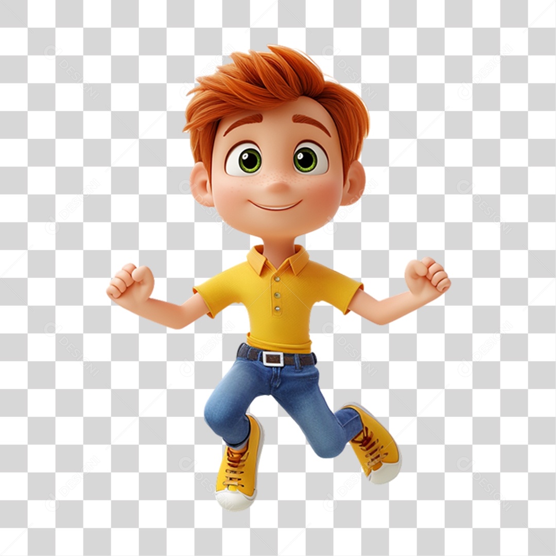 Personagem Garoto com Camisa Amarela PNG Transparente