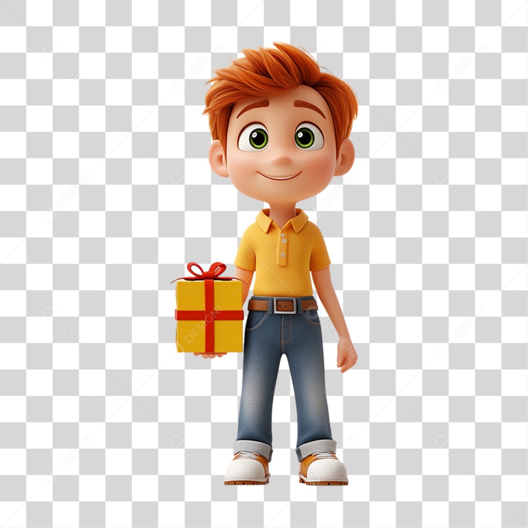 Personagem Garoto com Camisa Amarela PNG Transparente