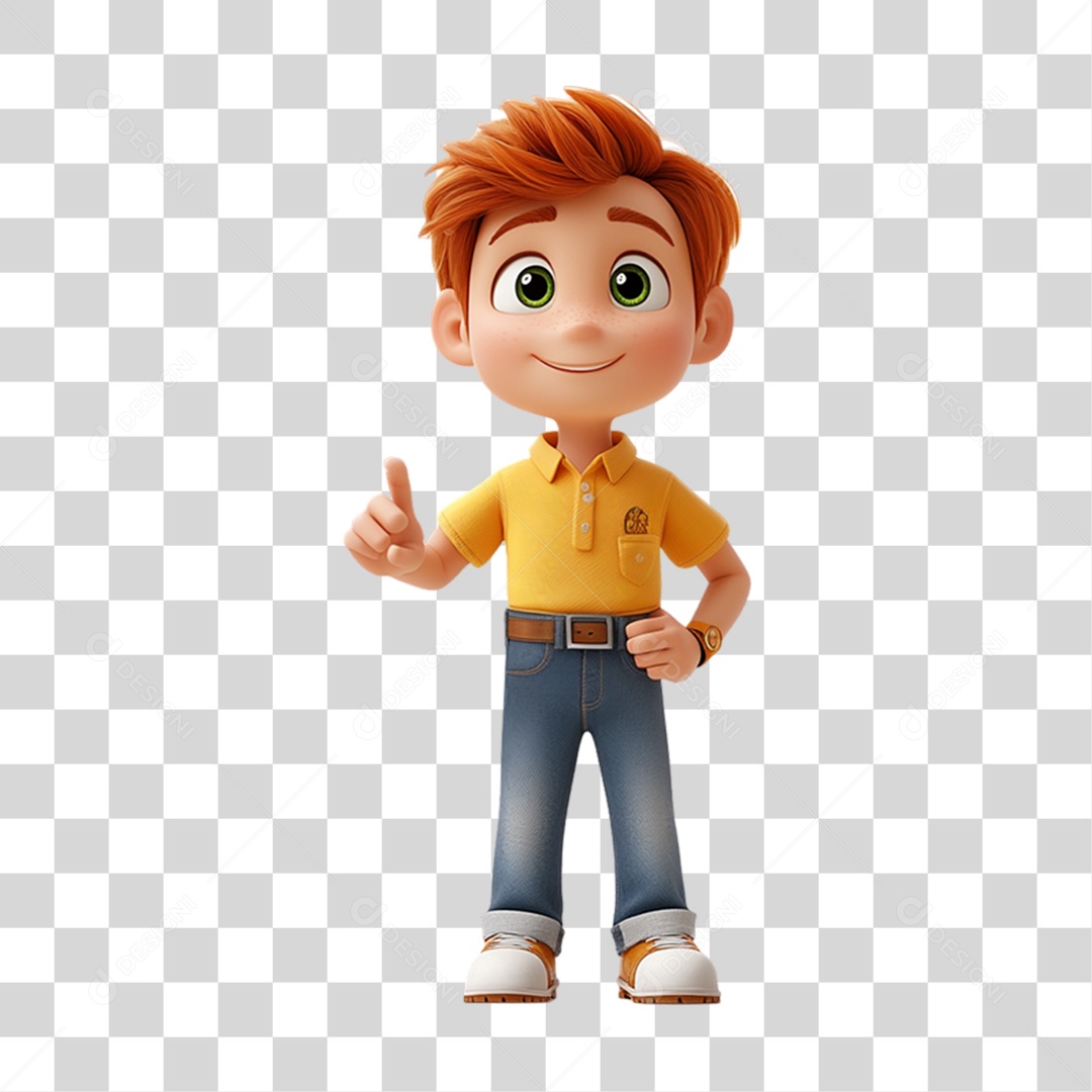 Personagem Garoto com Camisa Amarela PNG Transparente