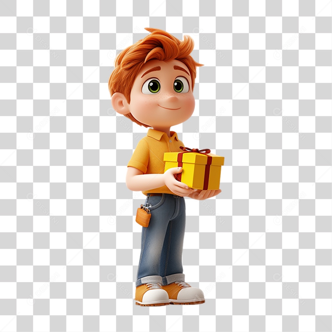 Personagem Garoto com Camisa Amarela PNG Transparente