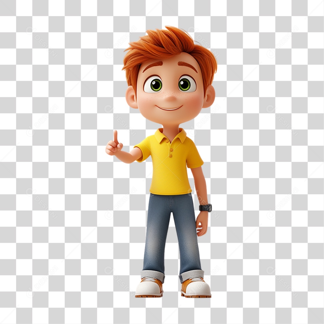 Personagem Garoto com Camisa Amarela PNG Transparente
